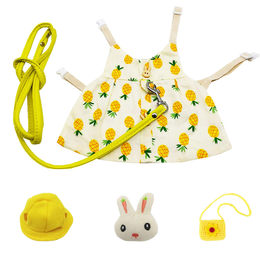 STTQYB Bunny Rabbit Harness and Leash, Rabbits Clothes for Bunny Guinea Pig Harness Vest and Leash for Rabbit Ferret Guinea Pig Bunny Hamster Small Gold Pinapple - PawsPlanet Australia