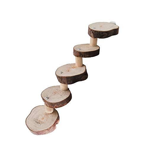 JUILE YUAN Hamster Steps Stairs Climbing Toys - Apple Wood Chew Toys for Sugar Glider, Mouse, Chinchilla, Rat, Gerbil and Dwarf Hamster, Wooden Cage Supplies for Birds Parrot, Teeth Care Molar Toy 5 Stairs - PawsPlanet Australia