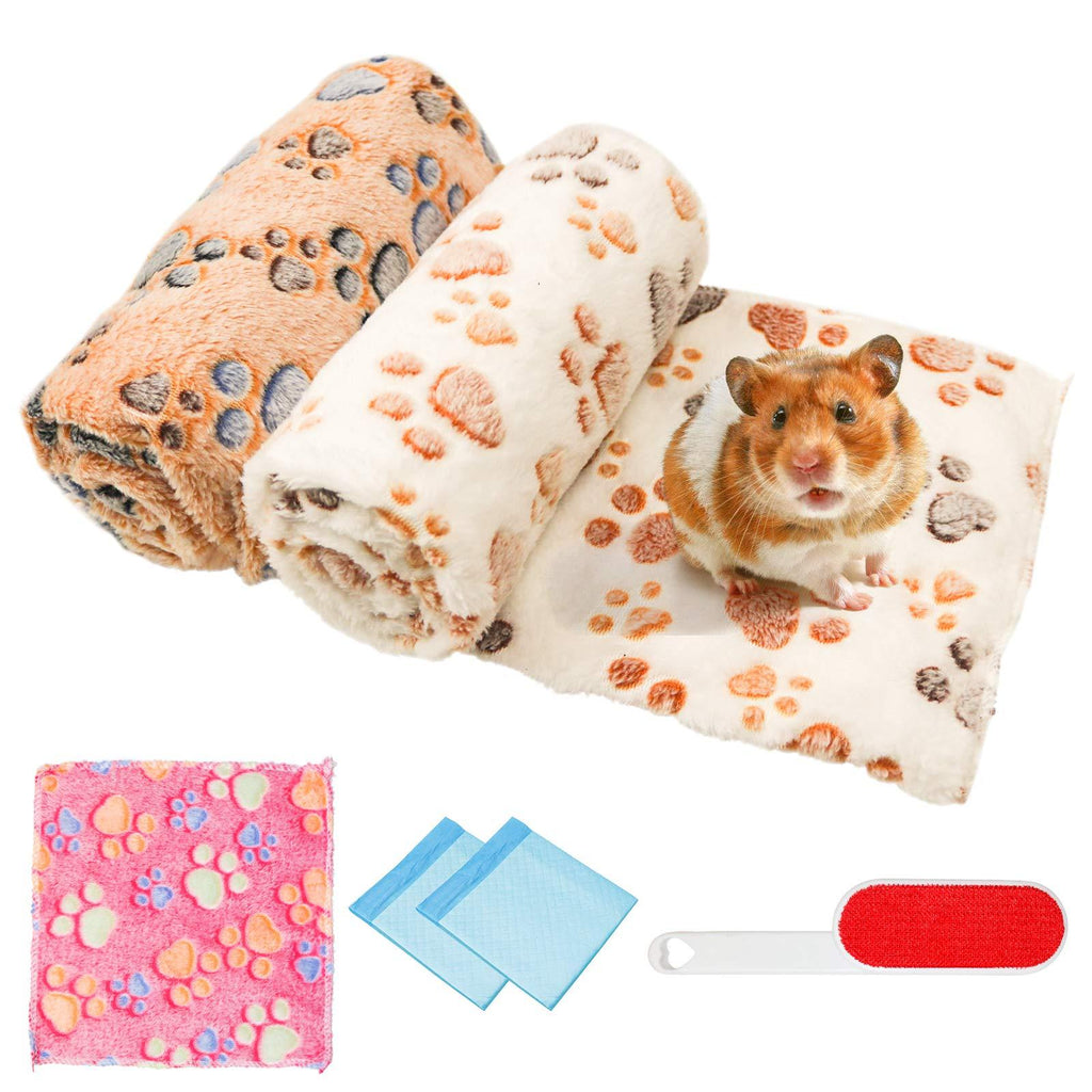 Guinea Pig Bed Blanket,Small Animals Rabbit Soft Warm Cage Cushion Pet Sleep Mat Pad Bed Cover Fluffy Blanket with Cute Paw Print for Guinea Pig Hamster Chinchillas Hedgehogs Ferrets Bunny Cats H01 - PawsPlanet Australia