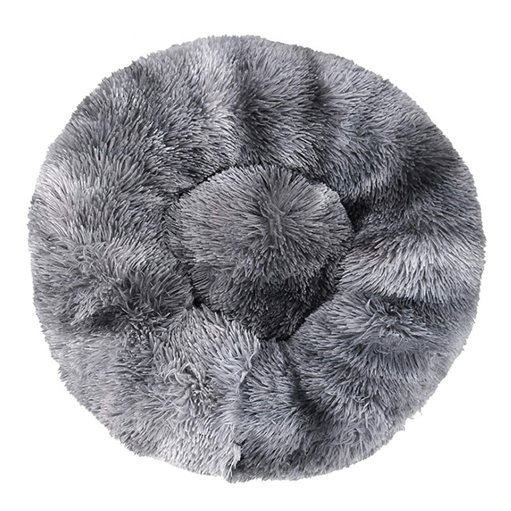 URBEST Dog Cat Bed Washable, Calming Fur Donut Dog Bed for Small Medium Large Dogs, Luxury Calming Cuddler Ultra Soft Washable Pet Cat Mat, Round Fluffy Cushion Bed S Grey - PawsPlanet Australia