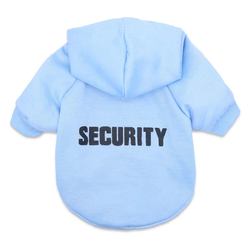 Security Pattern Printed Puppy Hoodie Sweatshirt Teacup Dog Clothes for Small Dogs, Blue, XS X-Small - PawsPlanet Australia