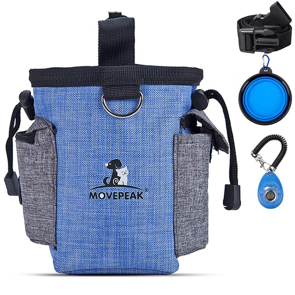 Aili Ye Dog Treat Pouch, Dog Treat Bag with Dog Bowl, Pet Training Clicker for Training Small to Large Dogs, Easily Carries Pet Toys, Kibble, Treats Blue1 - PawsPlanet Australia