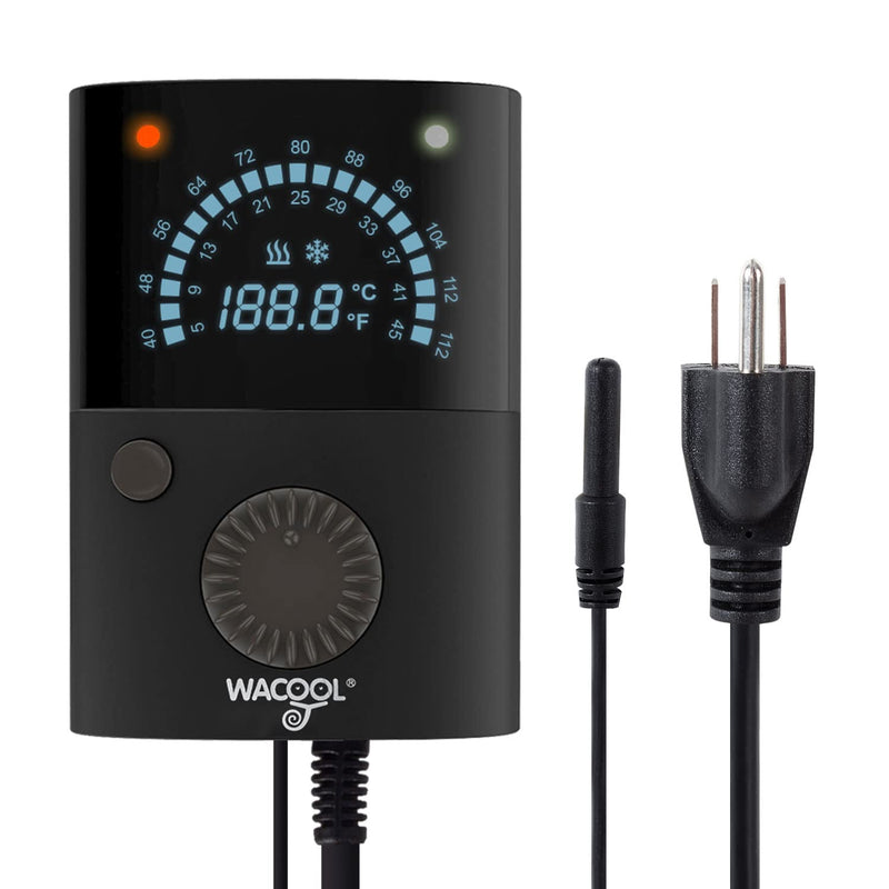 WACOOL Digital Reptile Thermostat Controller, Heating Cooling Temperature Controller 40-112°F for Seedlings, Germination, Rooting, Fermentation and Reptiles, Rotation Operation, 8.3A, 1000W Max - PawsPlanet Australia