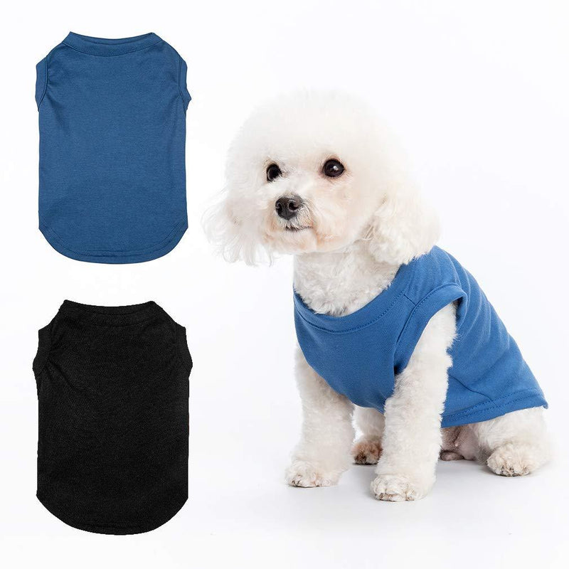 BINGPET 2 Pcs Blank Dog Shirts - Basic Dog Clothes Soft and Breathable, Dog T-Shirts Apparel, Dog Outfits, Plain Dog Shirt for Puppies, Small Extra Small and Medium Dogs Black&Blue - PawsPlanet Australia