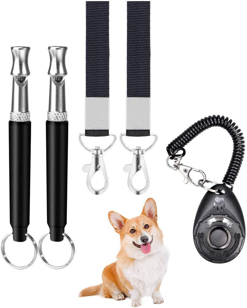 Professional Dog Whistle to Stop Barking, Trasonic Silent Dog Whistle Adjustable Frequencies, Training Clicker with Lanyard and Training Clicker for Puppies Stop Barking and Recall Training Black - PawsPlanet Australia