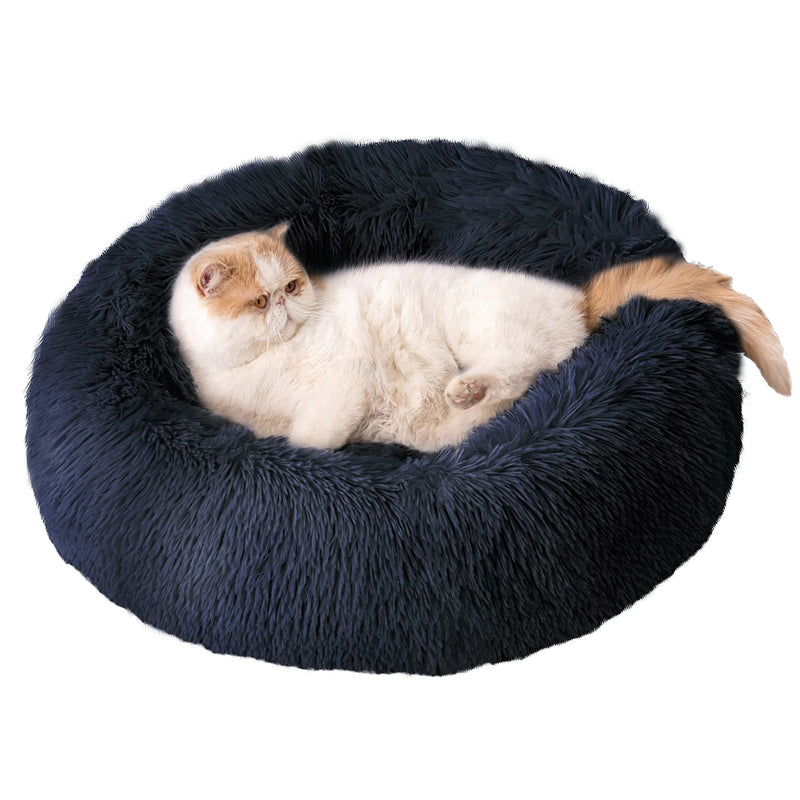 BEDELITE Cat Bed & Dog Bed 20X20 inch for Small Cat & Dog, Calming The Anxiety Cat & Dog, Fluffy Cute Donut Pet Bed in Shag Fur for Indoor Use (Blue) - Fit up to 15 LBs, Machine Washable 20x20 inches Blue - PawsPlanet Australia