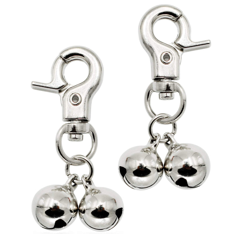 KITTAIL Bells for Dog Collars - 2 Pack Stainless Steel Bell Necklace for Dogs & Cat - Pet Pendant Accessories Training Collar Charm with Heavy Duty Snap Clips Silver - PawsPlanet Australia