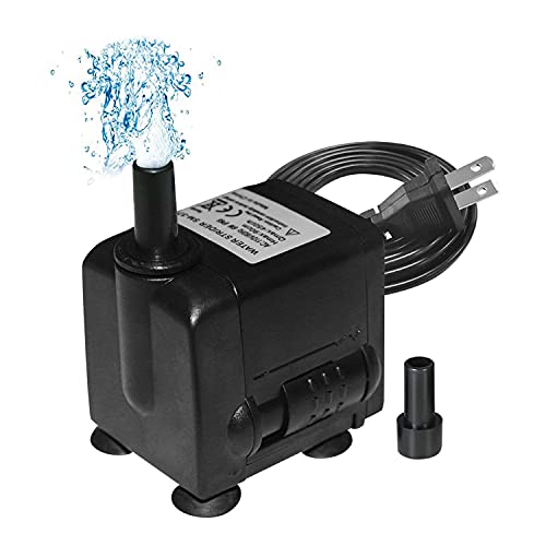 118GPH ,Ultra Quiet Submersible Water Pump(450L/H, 6W), with 2 Nozzles AC110V for Aquarium ,Fish Pump Filters, Fountain , Fish Tank, Pond, Water Feature, Statuary Gardens and Hydroponic Systems - PawsPlanet Australia