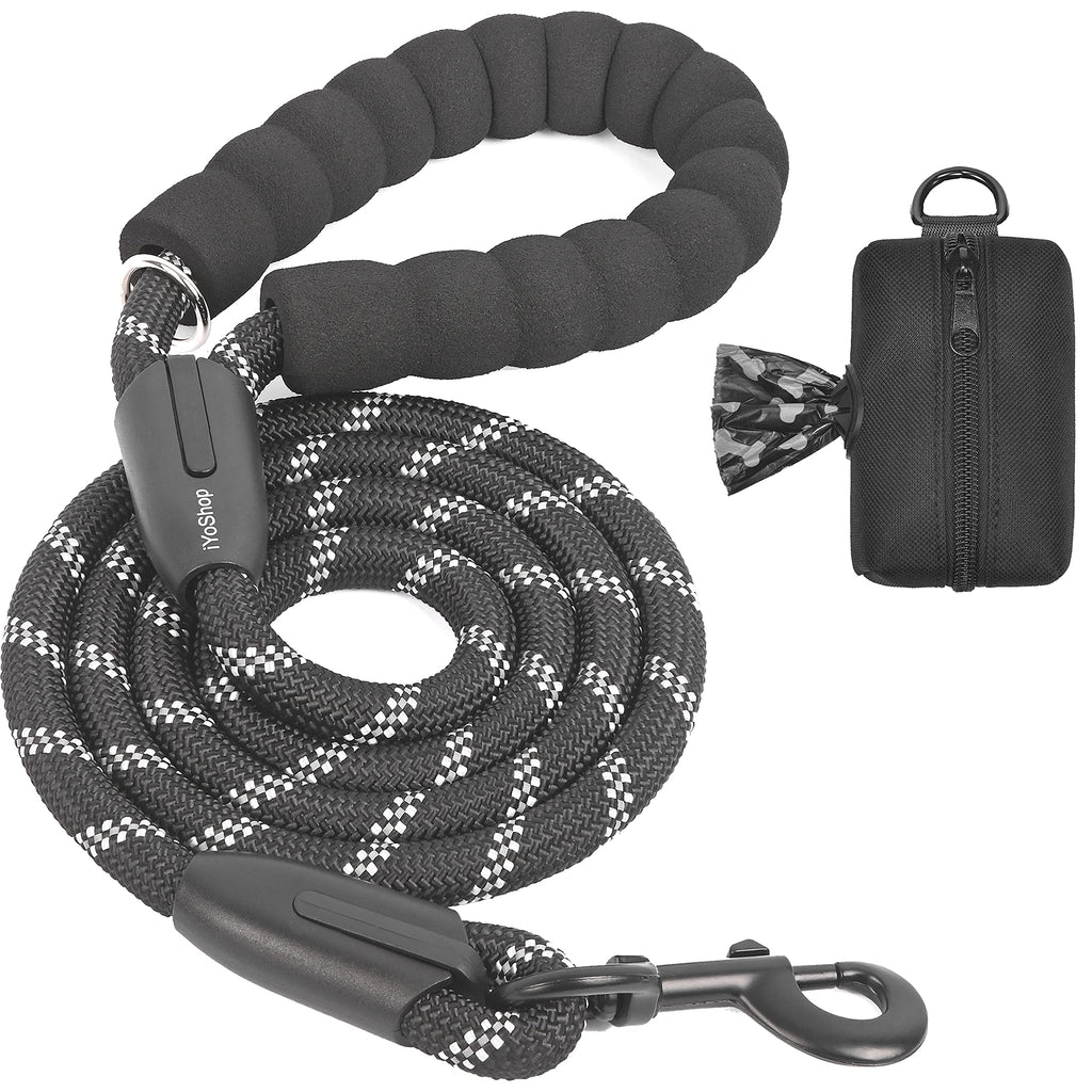 iYoShop 5 FT Strong Dog Leash with Zipper Pouch, Comfortable Padded Handle and Highly Reflective Threads Dog Leashes for Small Medium and Large Dogs (X-Small, 5FT, Black/White) X-Small, 5FT (0-8 lbs.) - PawsPlanet Australia