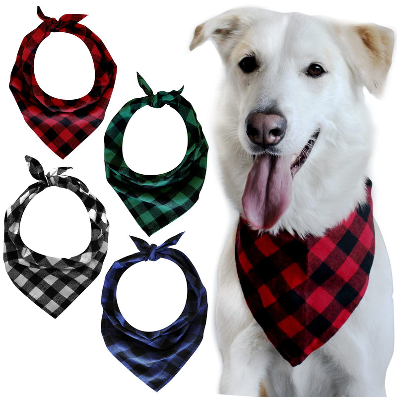 Small Roots 4 Pack Dog Bandanas for Large Dogs - Washable Dog Birthday Bandana - Dog Gifts as Girl Dog Accessories or Boy Dog Clothes - Plaid Checkered Dog Bandana for Summer Hikes and Puppy Play - PawsPlanet Australia