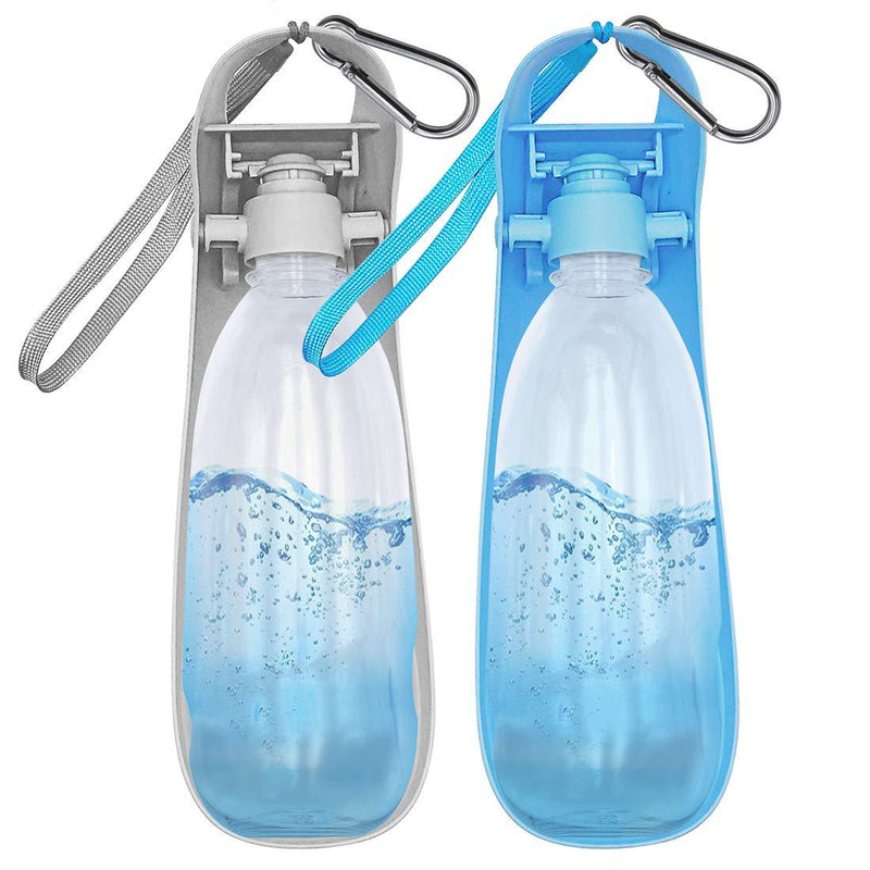 Vannon 2021 Upgrade Version 2 Pack Dog Water Bottles for Walking, 19oz Portable Dog Travel Water Bottle Dispenser with Foldable Drinking Cup Bowl Leak-Proof & BPA Free Pet Water Bottle blue+grey - PawsPlanet Australia