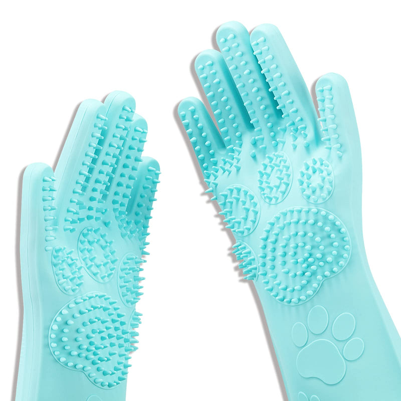 Srtood Pet Grooming Magic Gloves, Dog Cat Bathing Shampoo Brush, Silicone Hair Removal Gloves with Thick High Density Teeth for Bathing and Messaging, Double-Side Scrubbing Gloves for Shedding - PawsPlanet Australia