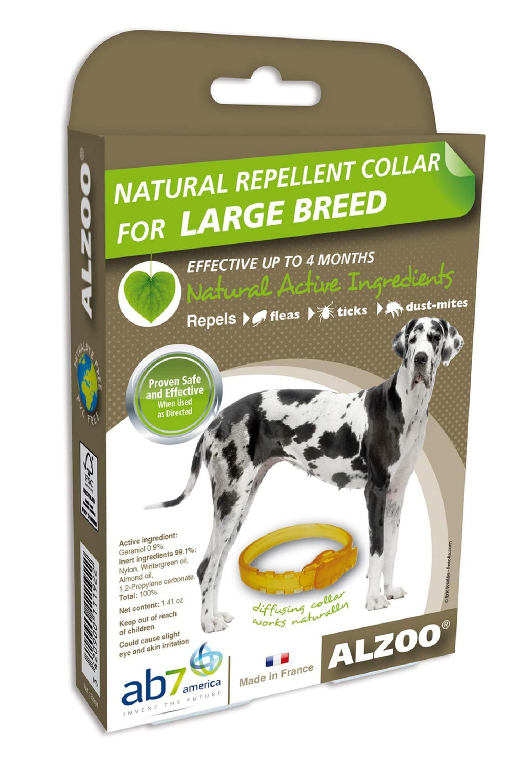 ALZOO Natural Repellent Diffusing Dog Collar | Repels Fleas, Ticks, Dust-Mites Using Natural Active Ingredients | for Large Sized Dogs | Phtalate and PVC Free - PawsPlanet Australia