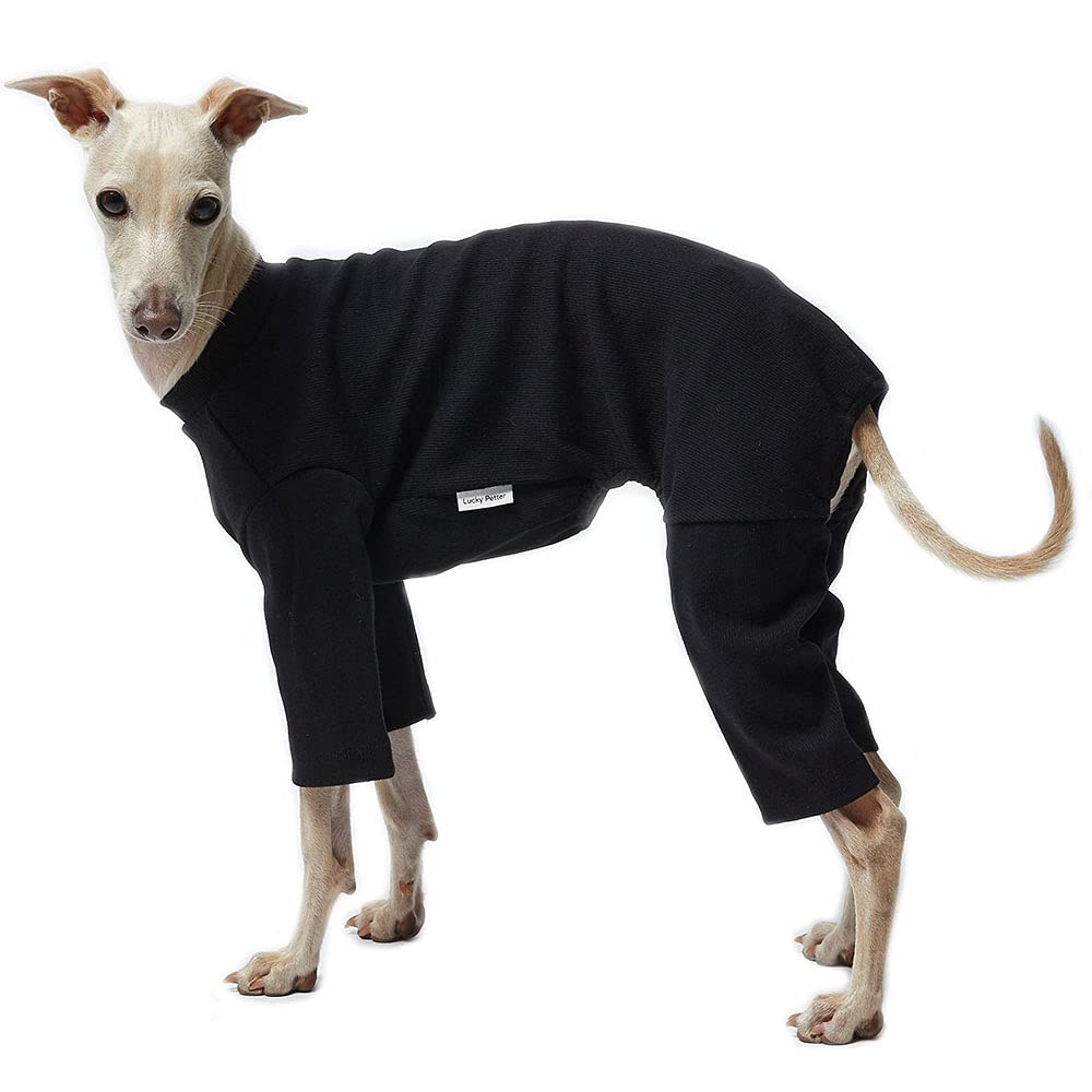 Lucky Petter Dog Pajamas for Small Dog Basic Onesie Doggie Jammies Dog Shirt Stretchable Dog Jumpsuit Bodysuit pjs X-Small Basic Black - PawsPlanet Australia