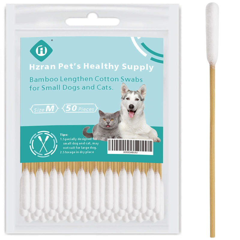 Hzran Dog Ear Cleaner, Ear Cleaner for Small Dog and Cat, Puppy Ear Cleaning Lengthen Cotton Swabs, Apply Medicine, Clean Wound, Bamboo Cotton Buds for Small Dog and Cat 50 Pieces - PawsPlanet Australia