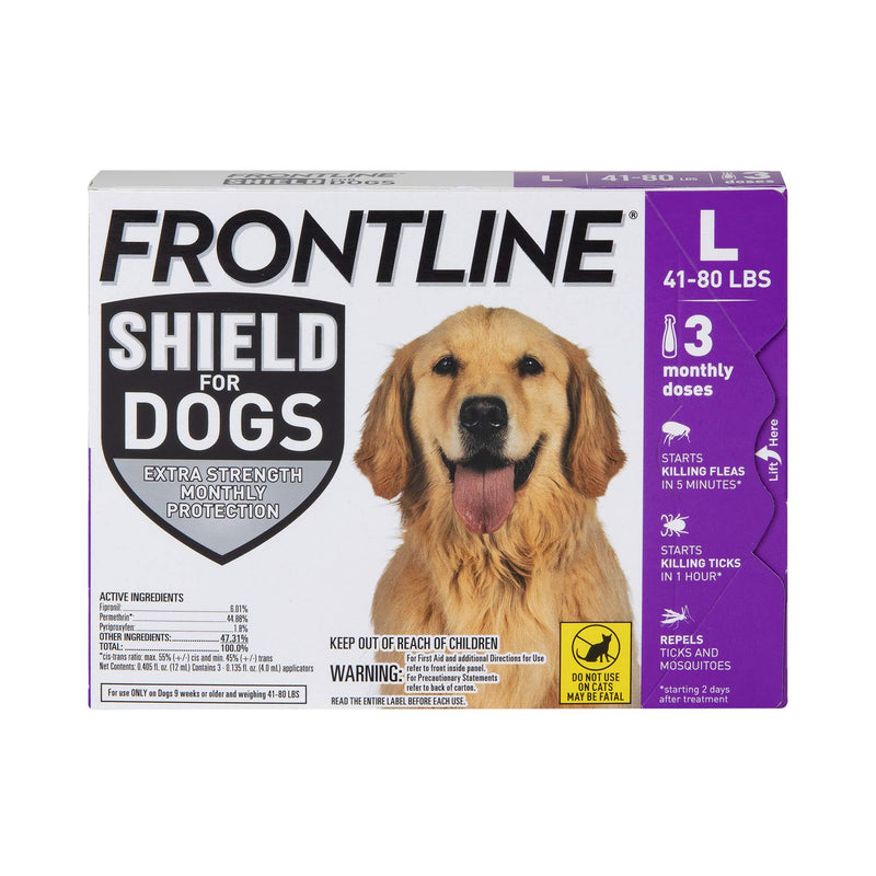 FRONTLINE Shield for Dogs Flea & Tick Treatment, 41-80 lbs, 3ct - PawsPlanet Australia