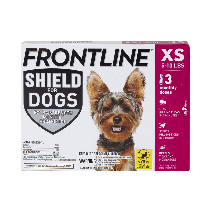 FRONTLINE Shield for Dogs Flea & Tick Treatment, 5-10 lbs, 3ct - PawsPlanet Australia