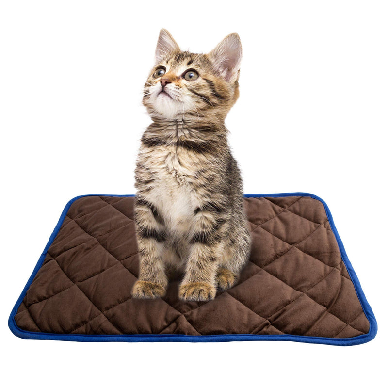 Self Heating Cat Pad Pet Mat Dog Beds, Warming Pad Cozy Thermal Cat Mat,Soft Crate Mat with Anti-Slip (Small(15.7x19.7 ), Coffee) Small(15.7x19.7 ") - PawsPlanet Australia