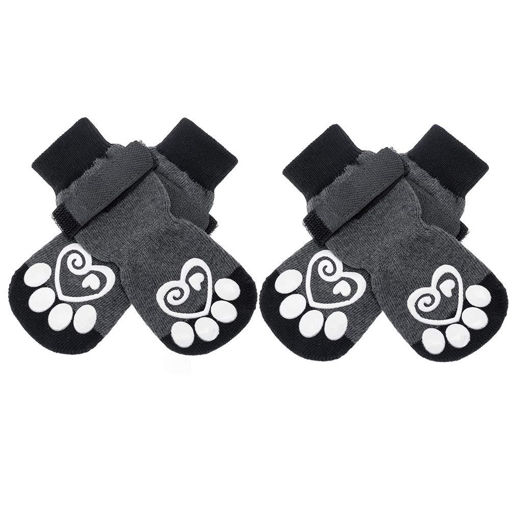 KOOLTAIL Double Side Anti-Slip Dog Socks - 2 Pairs Dog Paw Protector Traction Control Socks on Hardwood Floor Dog Boots Adjustable Dog Socks for Pet Indoor & Outdoor Walking Large - PawsPlanet Australia