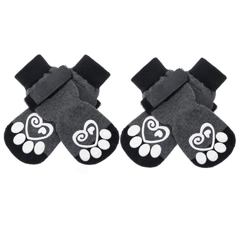 KOOLTAIL Double Side Anti-Slip Dog Socks - 2 Pairs Dog Paw Protector Traction Control Socks on Hardwood Floor Dog Boots Adjustable Dog Socks for Pet Indoor & Outdoor Walking Large - PawsPlanet Australia