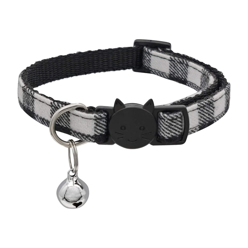 MJIYA Pet Dog and Cat Collar with Bell Grid Collar Plastic Buckle Light Adjustable Collars Black Medium - PawsPlanet Australia