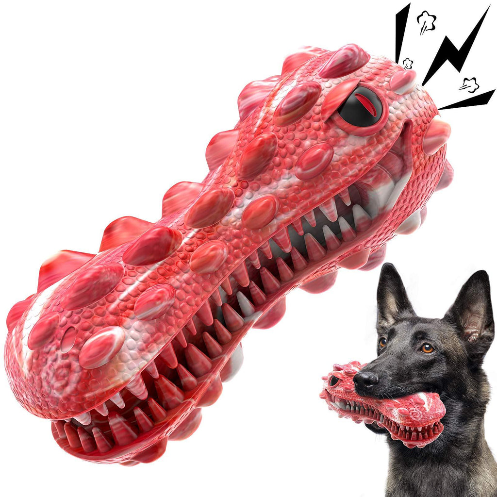 Dog Toys for Aggressive Chewers Large Breed, Squeaky Dog Chew Toys for Medium Large Dogs, 100% Natural Rubber Red - PawsPlanet Australia