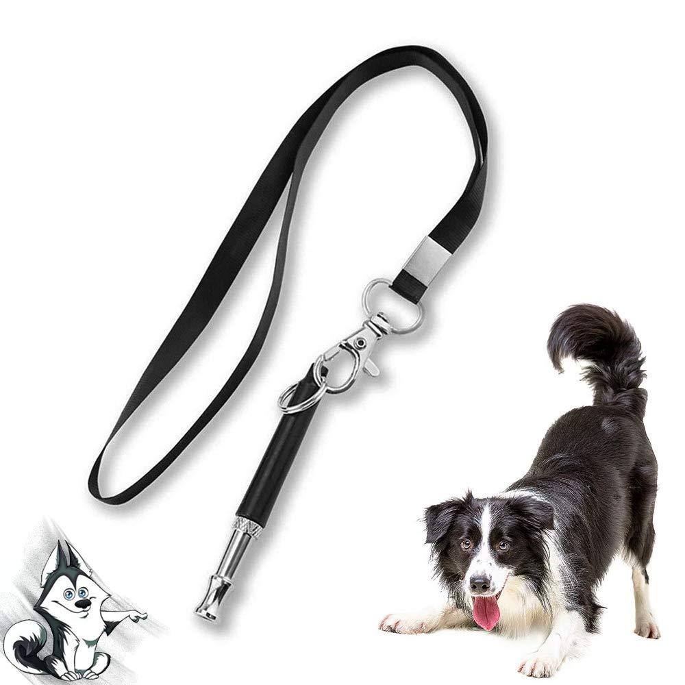 Dog Whistle with Free Lanyard, Adjustable Frequencies Ultrasonic Stainless Steel Dog Training Tool to Stop Barking, Action Control Tool for Dog Black - PawsPlanet Australia