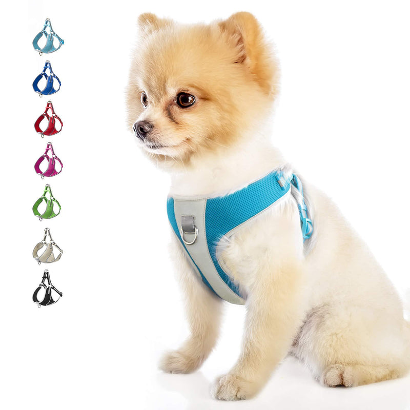 TwoEar Dog Harness Reflective Adjustable Basic Nylon Step in Puppy Vest Harness Outdoor Walking for X-Small Small and Medium Dogs Breed Pet(XS, Light Blue) X-Small (Chest:14.2"-17.3") Baby Blue - PawsPlanet Australia
