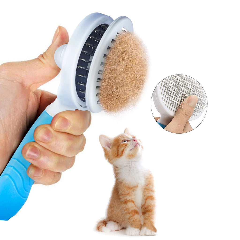 Cat Grooming Brush, Portable Slicker Brushes Comb Pet Soft Self Clean Brush for Shedding One Button Removes Loose Undercoat Mats Tangled Hair Grooming Brush for Pet Massage-Self Cleaning - PawsPlanet Australia