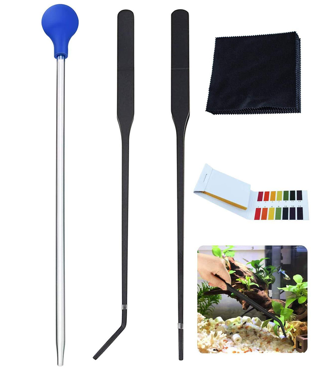 Long Acrylic Marine Fish Reef Feeding Tool Accurate Coral Spot Feeder Tube,2Pcs Stainless Steel Straight and Curved Aquarium Tweezers and 80 Strips PH Tester Paper and 1pcs Cleaning Cloth - PawsPlanet Australia