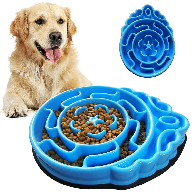Slow Feeder Dog Bowls,Puzzle Feeder Bloat Stop to Slow Down Eating,Pet Slower Food Feeding Dishes for Medium Small Dogs & Puppies (Blue Water Drop) Blue Water drop - PawsPlanet Australia