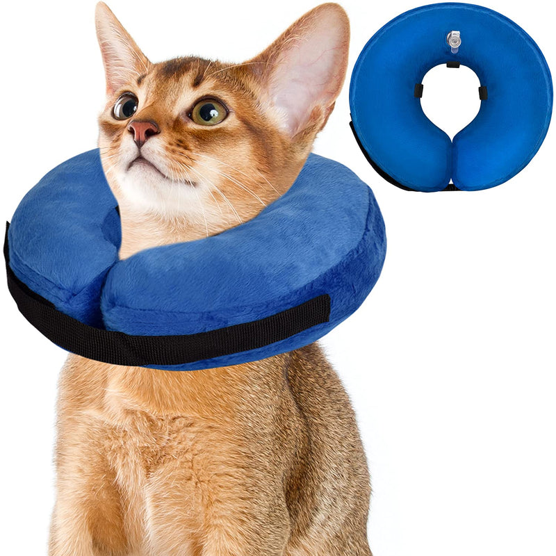 GAUTERF Pet Protective Inflatable Collars Cone, Dog Inflatable Neck Cone, Cat Donut Collar, Soft Pet E-Collar Prevent Cat and Dog from Contacting Sutures, Stitches, Wounds, Rashes and Scratches Small (Neck: 5"-7") Blue - PawsPlanet Australia