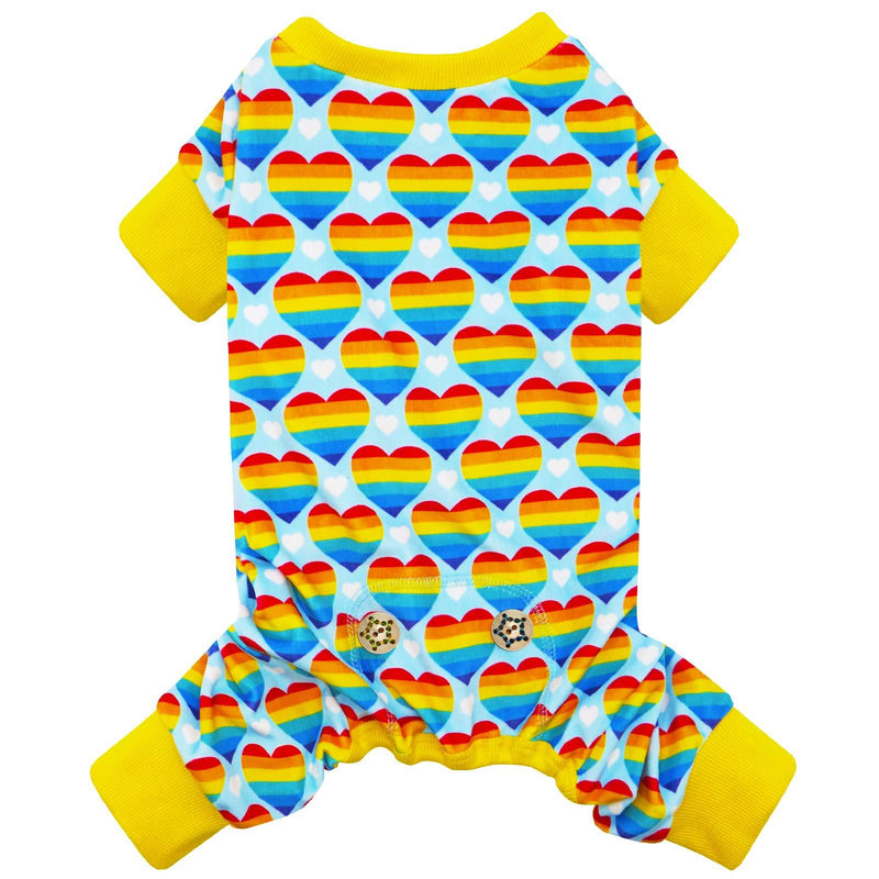 kyeese Dog Pajamas Stretchy Soft Rainbow Heart Pride Month Dog Pjs for Small Dogs Cat Pajamas Dog Onesie Doggie Jammies XS (3-4.5lbs) - PawsPlanet Australia