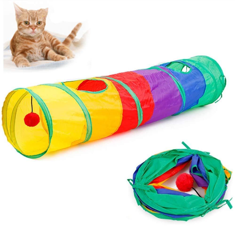 Cat Tunnel-Cat Tunnel Collapsible Cat Toys, Interactive Peek-a-Boo Cat Chute Cat Tube Toy,with Plush Balls and 2 Peek Hole, 2 Openings - PawsPlanet Australia