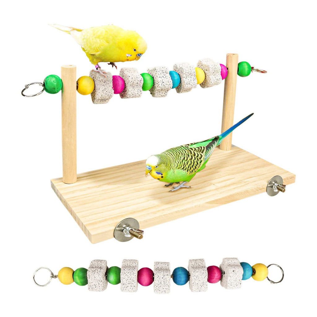 S-Mechanic Bird Cage Accessories, Wood Platform with Chew Toys Lava Ledge Blocks for Small or Medium Parrots,Parakeets,Finch,Mini Macao,Lovebirds style-1 - PawsPlanet Australia