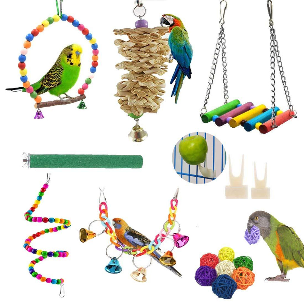 SLO 15 Packs Small Bird Parrot Swing Chewing Toys - Hanging Bell Birds Cage Toys Suitable for Small Parakeets, Cockatiel, Conures,Finches,Budgie,Macaws, Parrots, Love Birds - PawsPlanet Australia