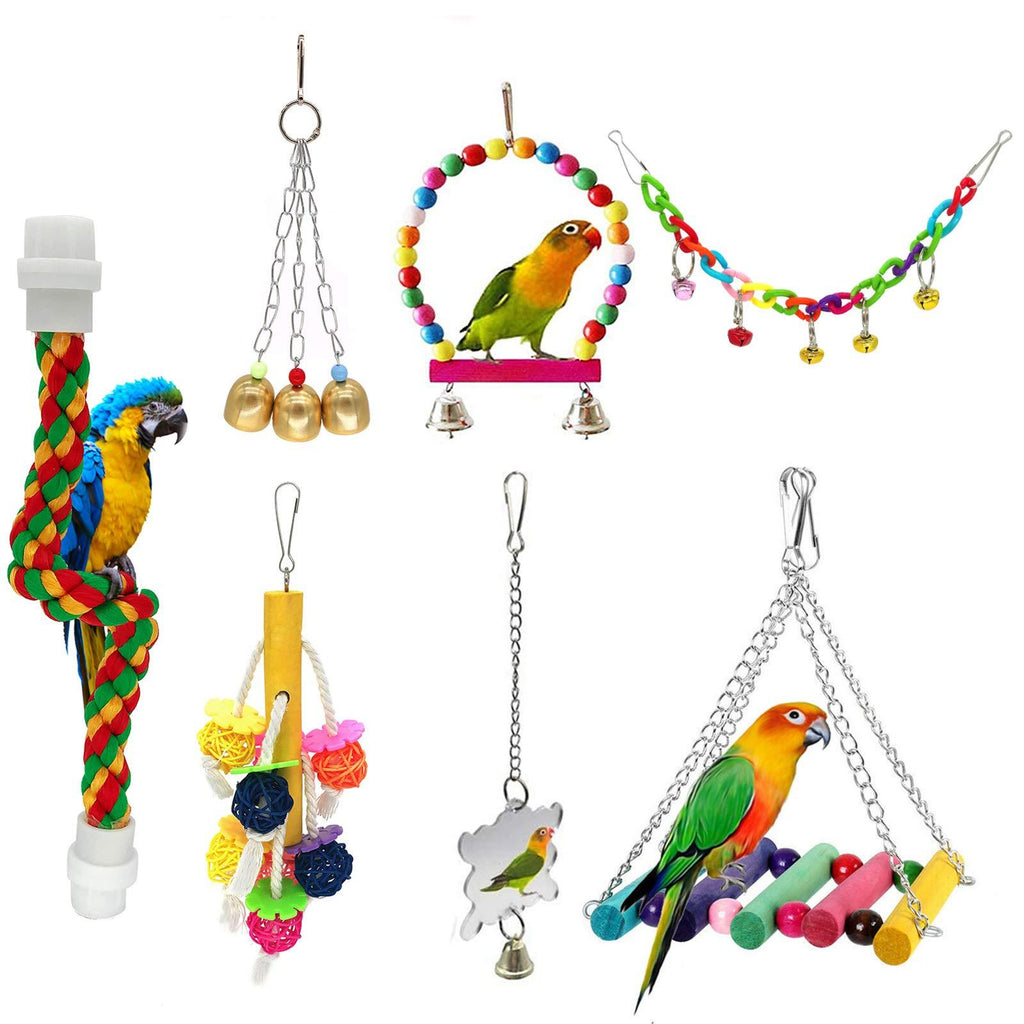 McFeddy Bird Toy Bird Swings Parrot Chew Toy,Pet Hammock Swing Toy,Hanging Bell Small Pet Bird Cage Toy, Suitable for Small Parrots, Macaws, Starlings, Love Birds, Finch and Other Small Birds A - PawsPlanet Australia