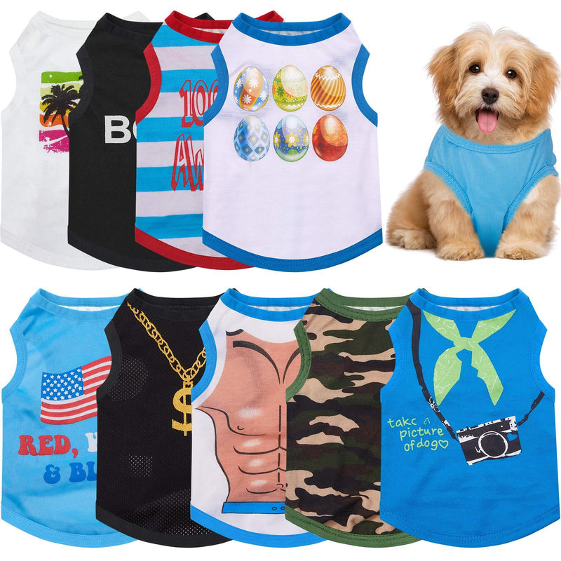 9 Pieces Printed Pet Shirt Summer Pet T Shirt Cool Puppy Shirts Dog T-Shirts Soft Breathable Dog Sweatshirt for Small Medium Dogs Cats (Small) - PawsPlanet Australia