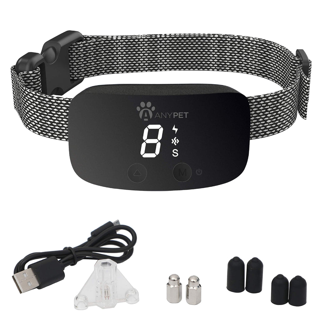 ANYPET Dog Bark Electronic Training Collar with Sound, Vibration and Static Modes, 7 Levels of Intensity Black - PawsPlanet Australia