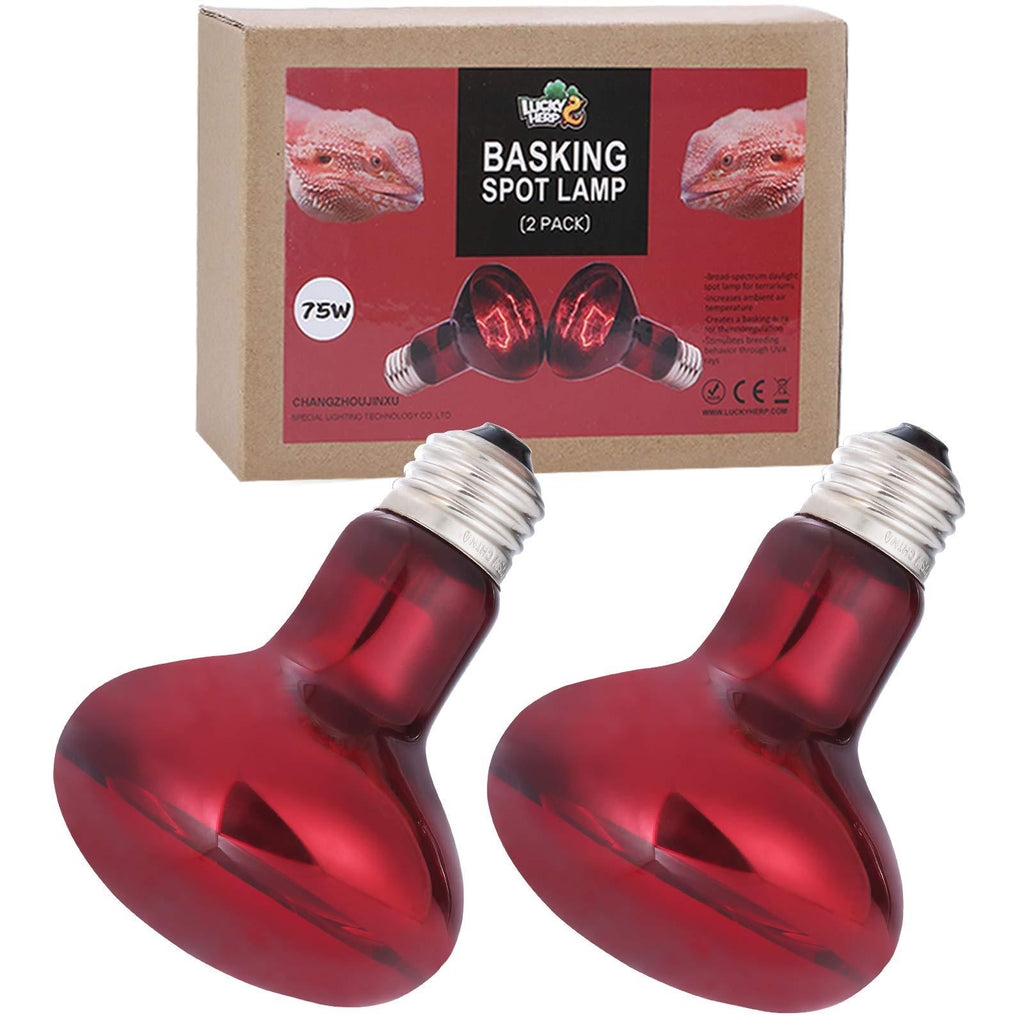 LUCKY HERP 2-Pack 75W Reptile Heat Bulb, Infrared Basking Spot Heat Lamp Bulbs for Reptiles, Amphibian, Chicks, Dog Heating Use - PawsPlanet Australia