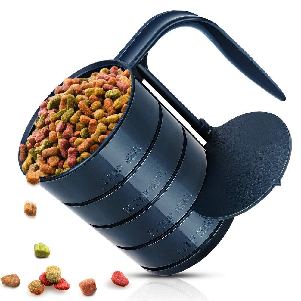 Dog Food Scoop Pet Food Scoops for Dogs 4 Capacity Cups in 1 Cup Measuring Scoop for Pets Dog Cat and Bird Solid Food Includes 1 C 3/4 C 1/2 C 1/4 C - PawsPlanet Australia