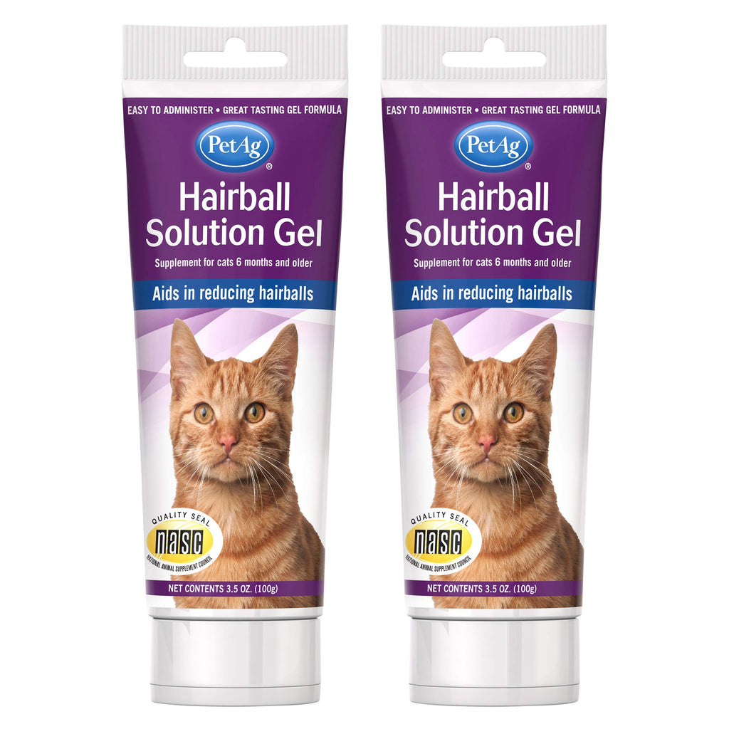 PetAg Hairball Solution Gel Supplement for Cats - Hairball Remedy for Cats - 3.5 oz - 2 Pack - PawsPlanet Australia