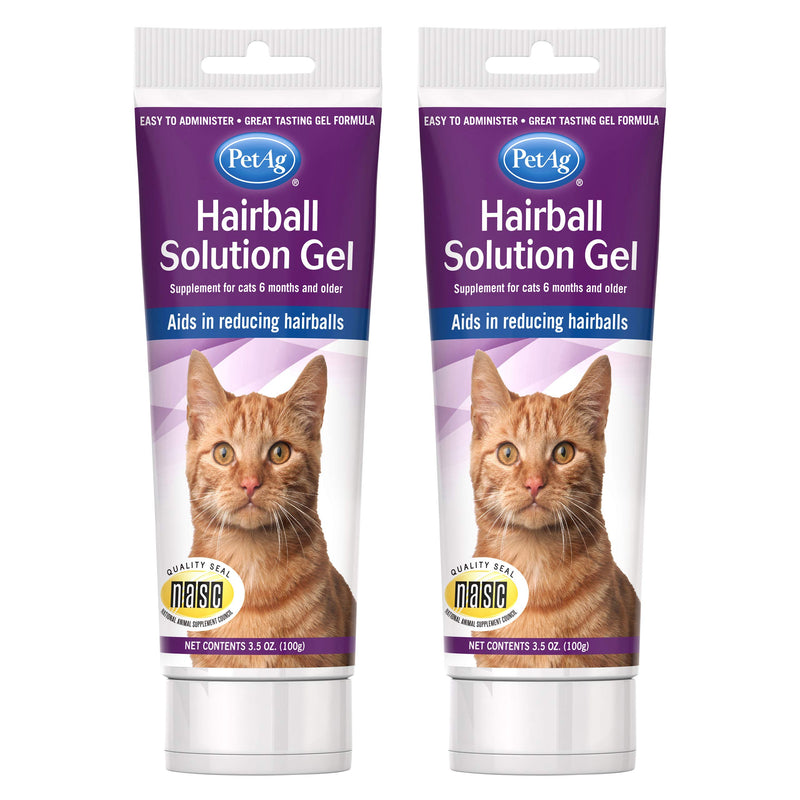 PetAg Hairball Solution Gel Supplement for Cats - Hairball Remedy for Cats - 3.5 oz - 2 Pack - PawsPlanet Australia