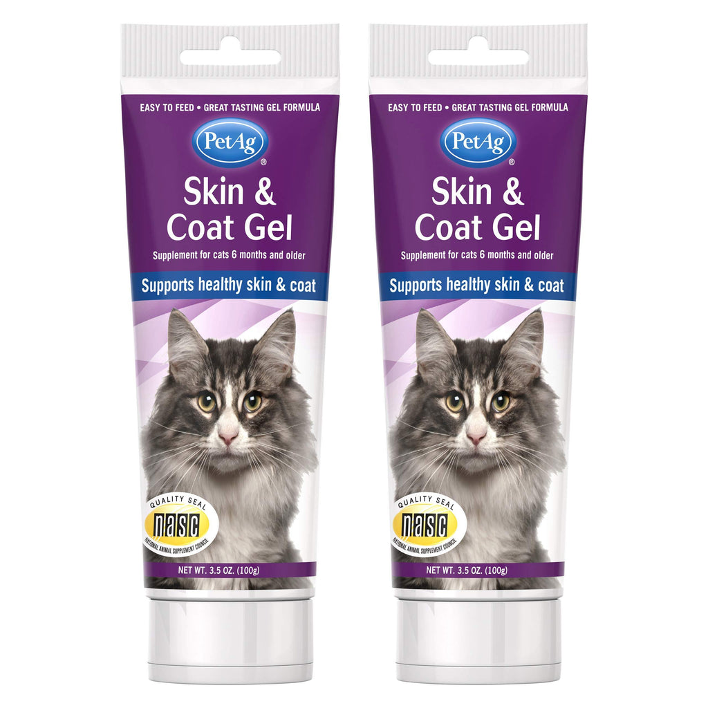 PetAg Skin and Coat Gel Supplement - Moisturizes Cat Coat and Skin with Fatty Acids, Zinc, Vitamin A, and Vitamin E 3.5 oz (Pack of 2) - PawsPlanet Australia