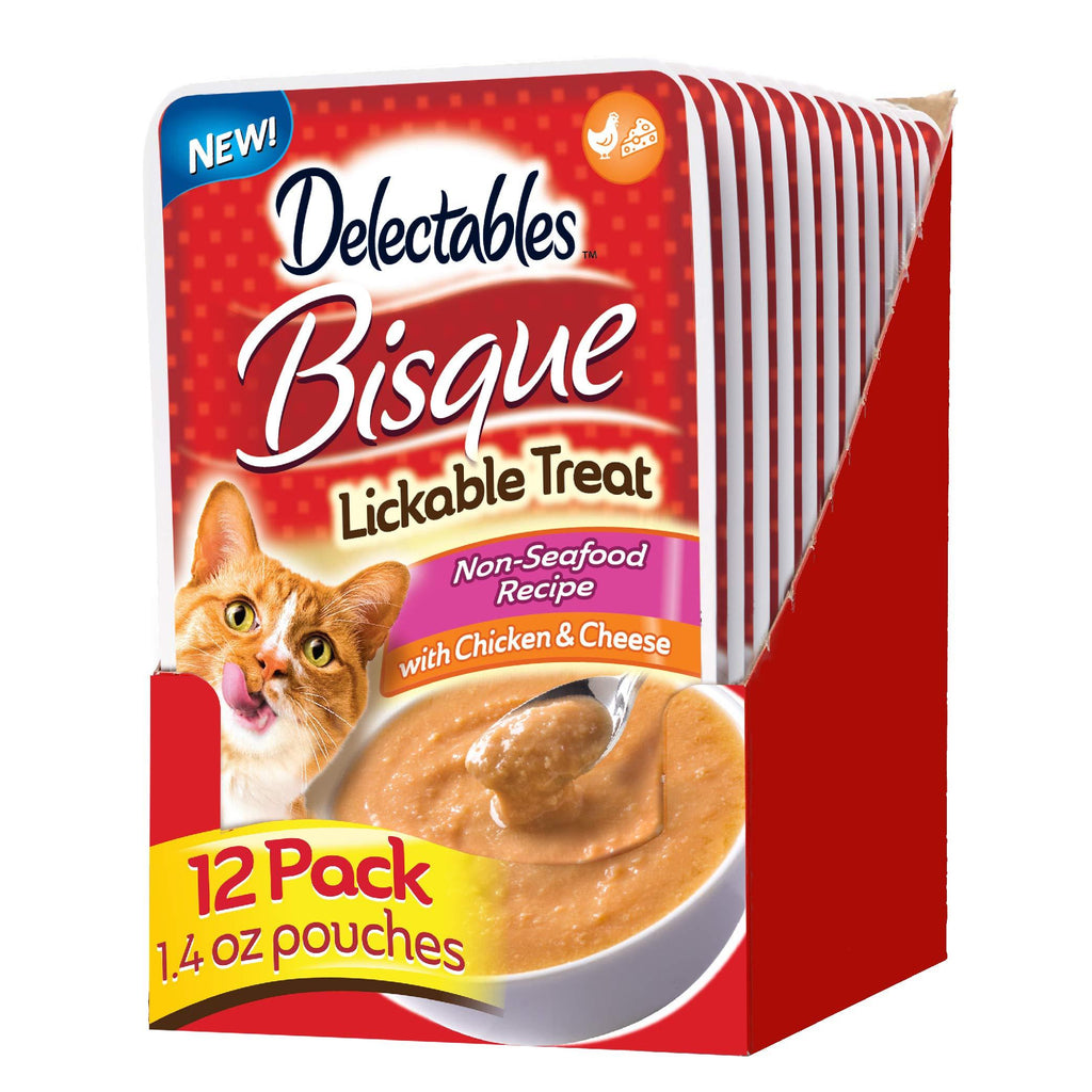 Hartz Delectables Non-Seafood Lickable Wet Cat Treats for Adult & Senior Cats, 12 Pack, Multiple Flavors Bisque Chicken & Cheese - PawsPlanet Australia