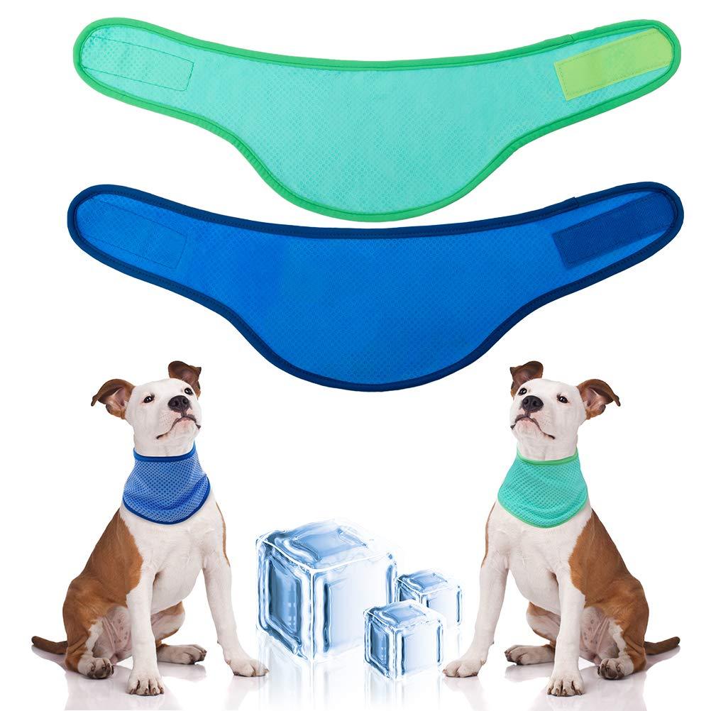 Pet Self Cooling Bandana for Dogs - 2 Pack Heat Dissipation Triangle Scarfs Kerchiefs for Hot Days & Summer Medium (Neck: 12"-15") - PawsPlanet Australia