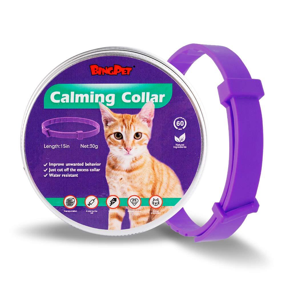 BINGPET Calming Collar for Cats, Adjustable Waterproof Pheromone Kitten Collar with Natural Quick and Long-Lasting Effect to Reduce Anxiety - PawsPlanet Australia