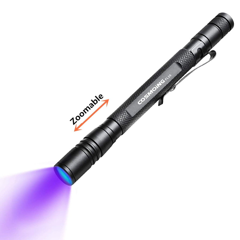 UV Flashlight, LED 395nm Ultraviolet Flashlight, Zoomable Pen Blacklight Flashlight IP54 Waterproof Detector for Pet Urine, Cat Dog Stains, Bed Bug, Household Wardrobe Toilet 1 Pcs-zoomable Penlight Flashlight - PawsPlanet Australia