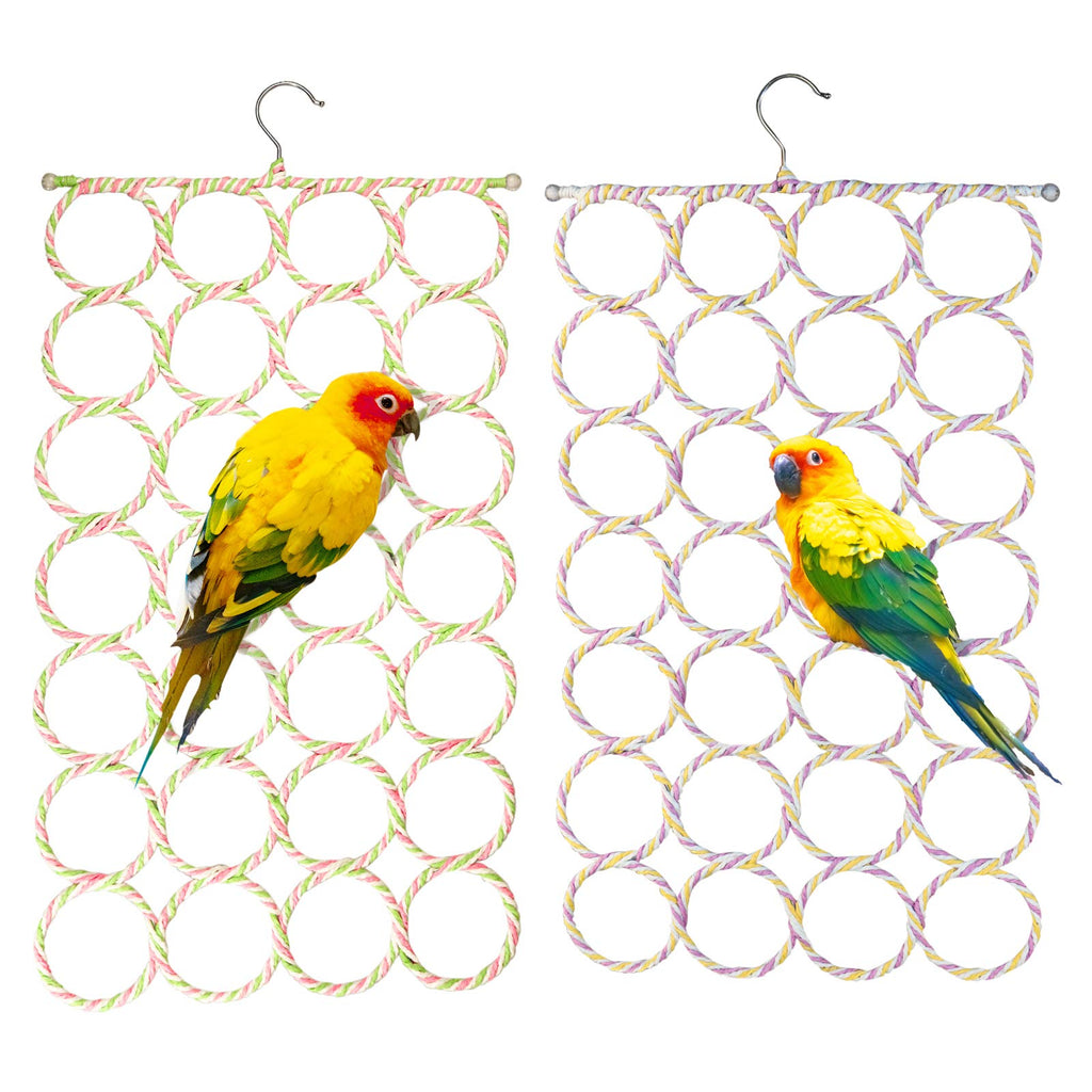 Parrot Swing Hanging Toy Bird Rope Climbing Net for Parakeet,Cockatiel,Cockatoo,Conure,African Grey,Macaw(2 Pack) STYLE-1 - PawsPlanet Australia