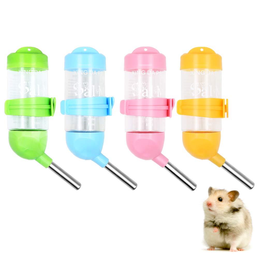 Geluode 4 Pcs 80ml Hamster Water Bottles,No Grip Hanging Water Dispenser Small Animal Automatic Water Feeder for Hamster,Rabbit, Guinea Pig, Squirrel,Small animal - PawsPlanet Australia